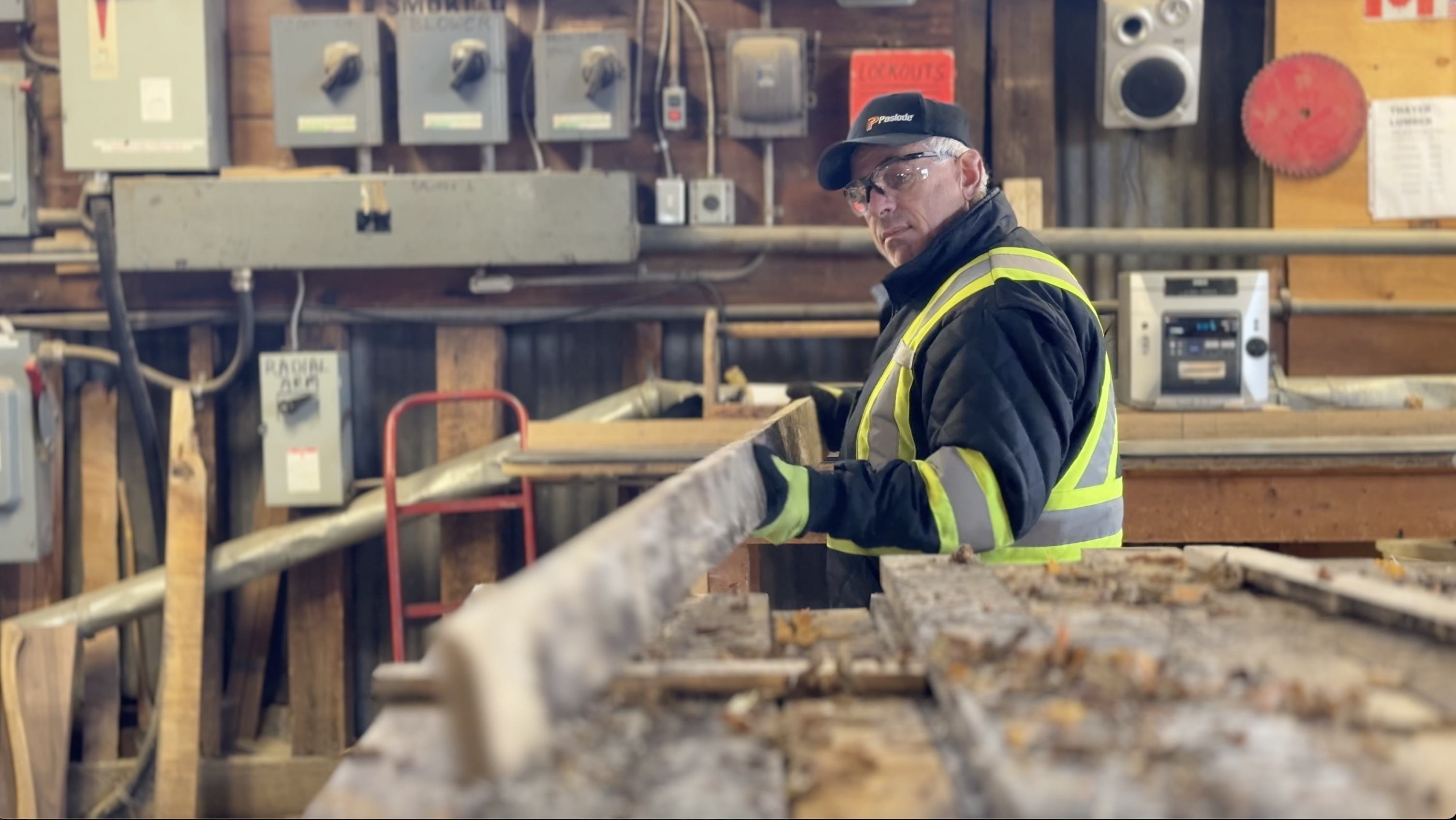 A Thayer mill worker at the yard